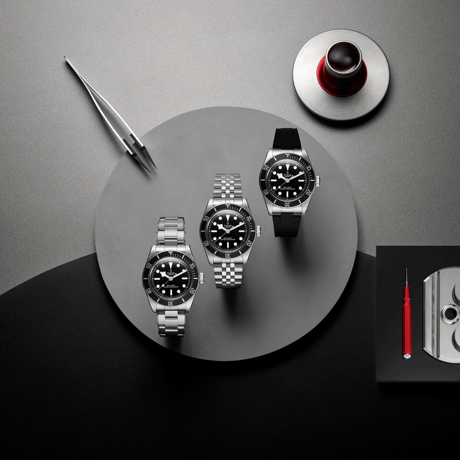 Tudor Black Bay Black Dial Silver Steel Strap Watch for Men - M7941A1A0NU-0003