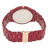 Michael Kors Slim Runway Red Dial Red Steel Strap Watch For Women - MK3895