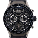 Tag Heuer Carrera Chronograph Tourbillion Titanium Carbon Black Dial Black Rubber Strap Watch for Men - CAR5A8W.FT6071