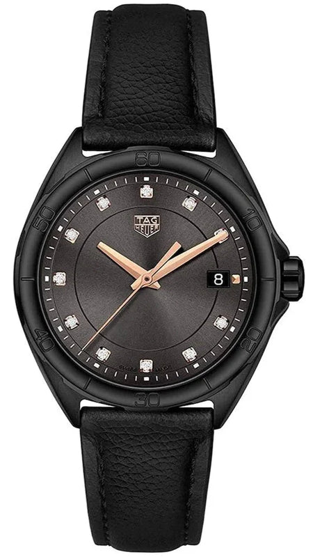 Tag Heuer Formula 1 Quartz Diamonds Black Dial Black Leather Strap Watch for Women - WBJ1317.FC8230