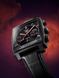 Tag Heuer Monaco Automatic Chronograph Black Dial Black Leather Strap Watch for Men - CBL2180.FC6497