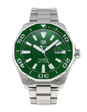 Tag Heuer Aquaracer Calibre 5 Green Dial Silver Steel Strap Watch for Men - WAY201S.BA0927