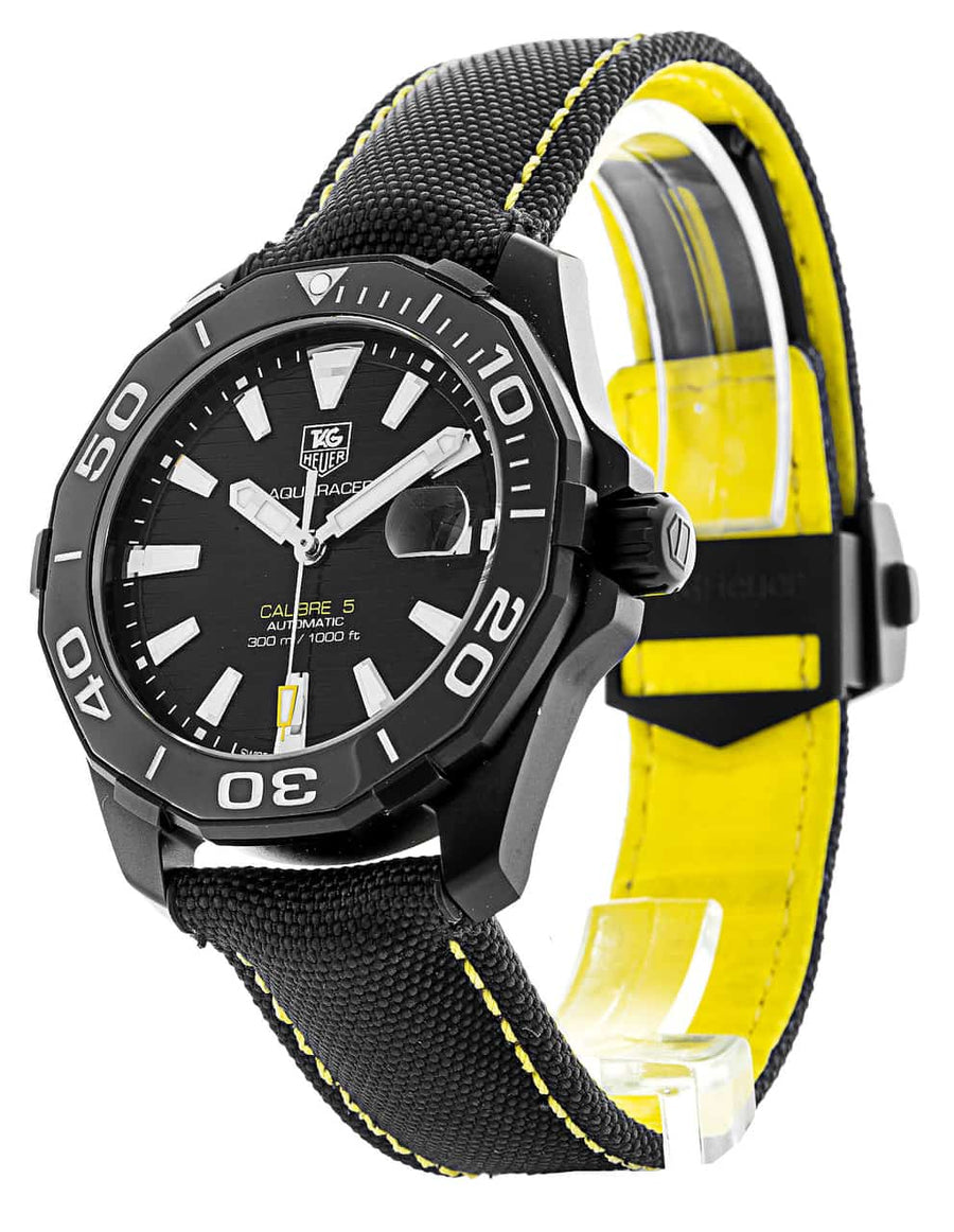 Tag Heuer Aquaracer Calibre 5 Automatic Black Dial Black Nylon Strap Watch for Men - WAY218A.FC6362