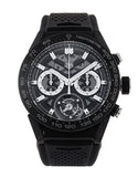 Tag Heuer Carrera Chronograph Tourbillion Titanium Carbon Black Dial Black Rubber Strap Watch for Men - CAR5A8W.FT6071