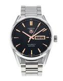 Tag Heuer Carrera Calibre 5 Automatic Black Dial Silver Steel Strap Watch for Men - WAR201C.BA0723