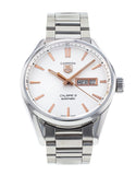 Tag Heuer Carrera Calibre 5 White Dial Silver Steel Strap Watch for Men - WAR201D.BA0723