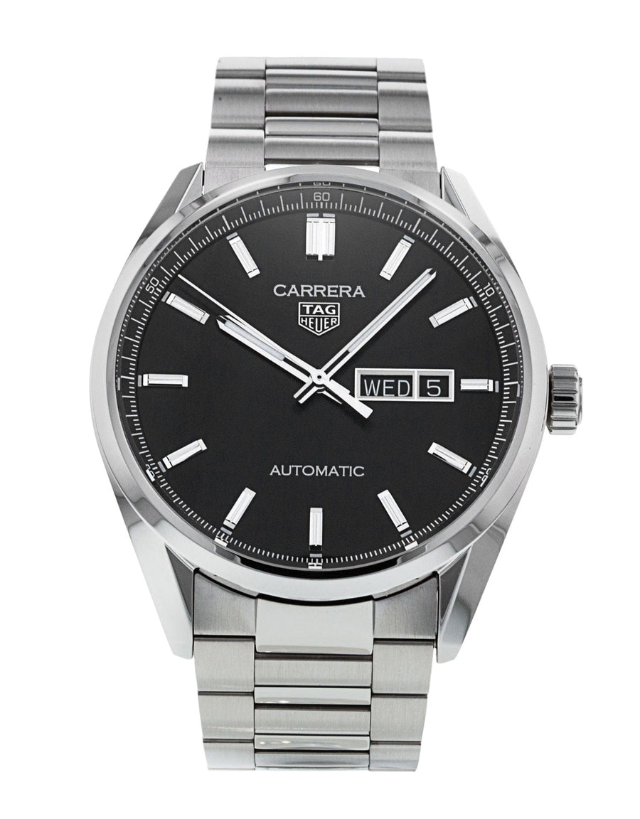 Tag Heuer Carrera Day Date Automatic Black Dial Silver Steel Strap Watch for Men - WBN2010.BA0640