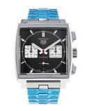 Tag Heuer Monaco Automatic Chronograph Black Dial Silver Steel Strap Watch for Men - CBL2113.BA0644