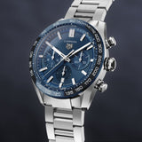 Tag Heuer Carrera Chronograph Blue Dial Silver Steel Strap Watch for Men - CBN2A1A.BA0643