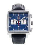 Tag Heuer Monaco Automatic Chronograph Blue Dial Blue Leather Strap Watch for Men - CBL2111.FC6453