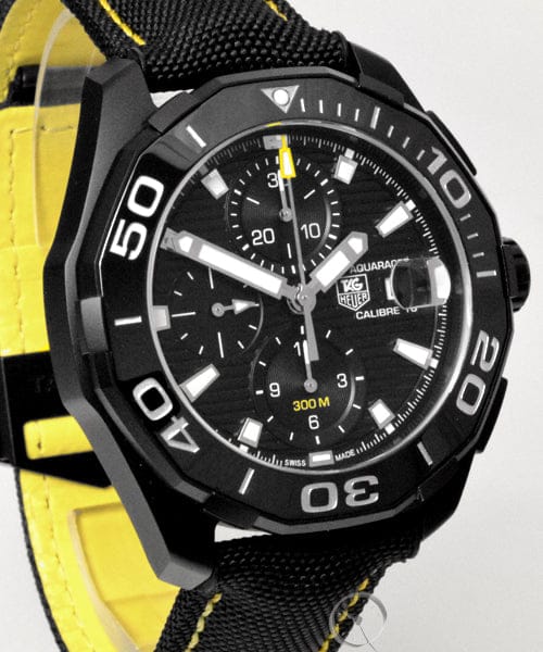 Tag Heuer Aquaracer Chronograph PVD Black Dial Black Nylon Strap Watch for Men - CAY218A.FC6361