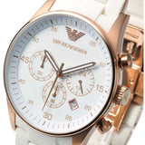 Emporio Armani Sportivo White Dial White Rubber Strap Watch For Men - AR5919