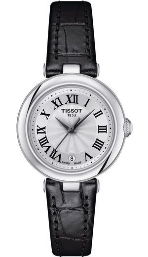 Tissot Bellissima Small Lady Silver Dial Black Leather Strap Watch For Women - T126.010.16.013.00