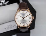 Tissot Chemin Des Tourelles Powermatic 80 Silver Dial Brown Leather Strap Watch For Men - T099.407.36.038.00