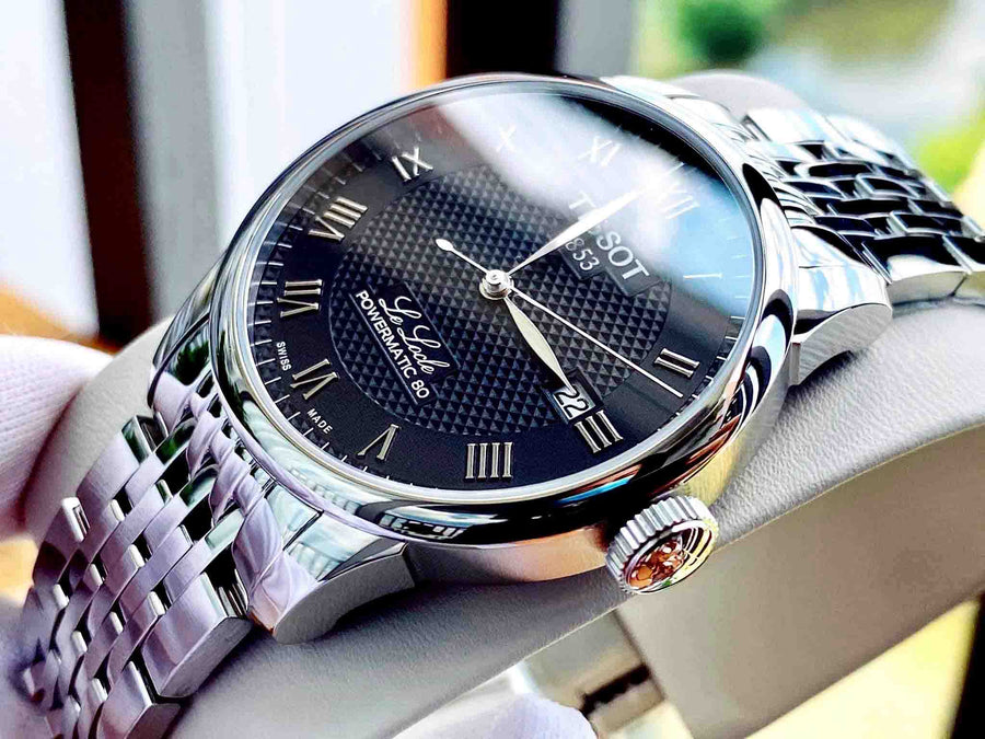 Tissot Le Locle Powermatic 80 Black Dial Silver Steel Strap Watch For Men - T006.407.11.053.00
