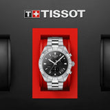 Tissot T Classic PR 100 Sport Chronograph Black Dial Silver Steel Strap Watch for Men - T101.617.11.051.00