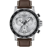 Tissot Supersport Chrono Silver Dial Brown Leather Strap Watch for Men - T125.617.16.031.00