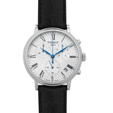 Tissot Carson Premium Chronograph White Dial Black Leather Strap Watch For Men - T122.417.16.033.00