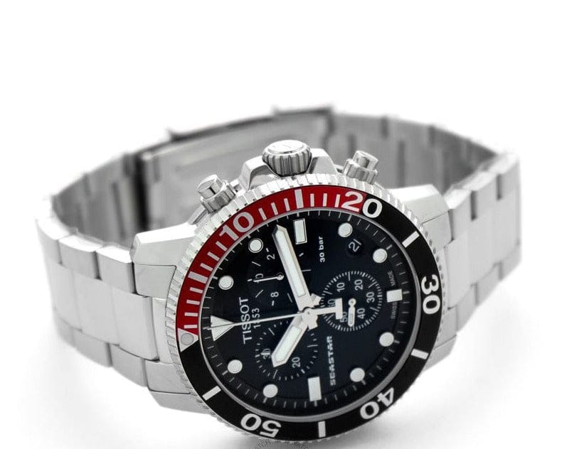 Tissot Seastar 1000 Chronograph Black Dial Silver Steel Strap Watch For Men - T120.417.11.051.01