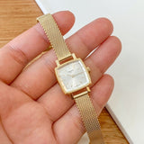 Tissot Lovely Square Silver Dial Gold Mesh Bracelet Watch For Women - T058.109.33.031.00