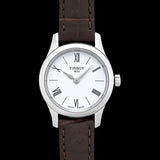 Tissot Tradition 5.5 Lady Silver Dial Brown Leather Strap Watch for Women - T063.009.16.018.00