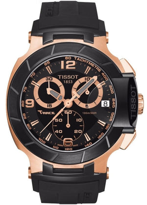 Tissot T Race Chronograph Automatic Black Dial Black Rubber Strap Watch for Men - T048.417.27.057.06