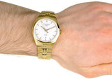 Tissot T Classic PR 100 Quartz White Dial Gold Steel Strap Watch for Men - T101.410.33.031.00