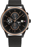 Tommy Hilfiger Weston Chronograph Black Dial Black Mesh Bracelet Watch For Men - 1710505