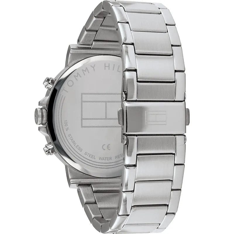 Tommy Hilfiger Hudson Chronograph White Dial Silver Steel Strap Watch For Men - 1791227