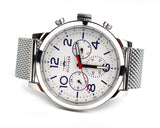 Tommy Hilfiger Jake Quartz White Dial Silver Mesh Bracelet Watch for Men - 1791233