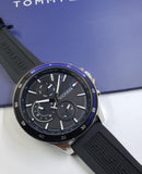 Tommy Hilfiger Bank Quartz Black Dial Black Rubber Strap Watch for Men - 1791724