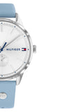 Tommy Hilfiger Brooke Silver Dial Blue Leather Strap Watch for Women - 1782023