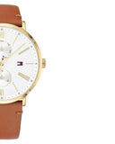 Tommy Hilfiger Jenna Quartz White Dial Brown Leather Strap Watch for Women - 1782073