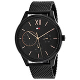 Tommy Hilfiger Damon Quartz Black Dial Black Mesh Bracelet Watch for Men - 1791420