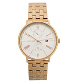 Tommy Hilfiger Jenna Quartz White Dial Rose Gold Steel Strap Watch for Women - 1782070