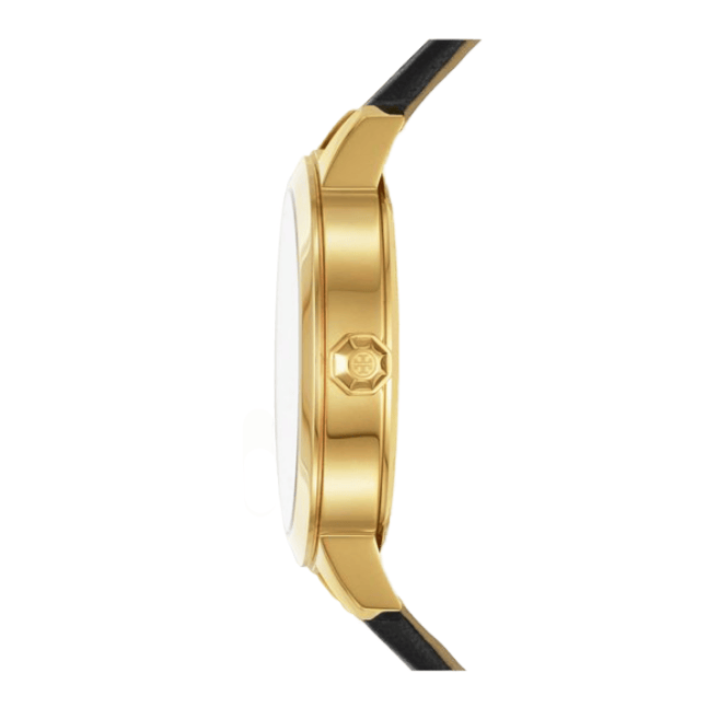 Tory Burch Collins White Dial Black Leather Strap Watch for Women - TBW1205