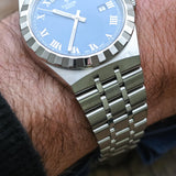 Tudor Royal Day-Date 41mm Blue Dial watch on wrist