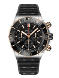 Breitling Chronomat B01 44 18K Red Gold Blue Dial Black Rubber Strap Watch for Men - RB01362A1C1S1