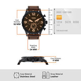 Fossil Nate Chronograph Brown Dial Brown Leather Strap Watch for Men - JR1487