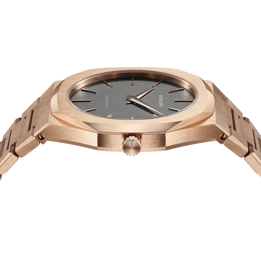 D1 Milano Ultra Thin Grey Dial Gold Steel Strap Watch for Men - D1-UTBJ08