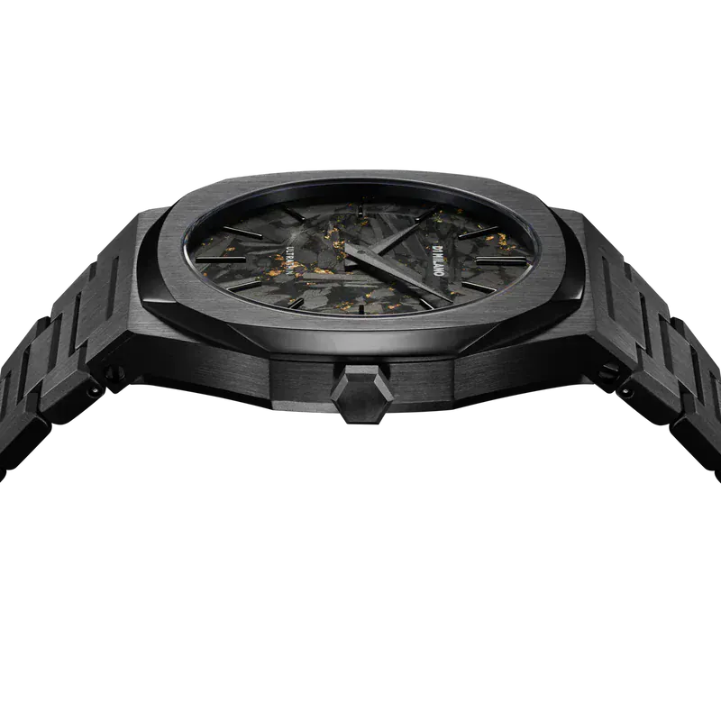 D1 Milano Ultra Thin Two Tone Black Steel Strap Watch for Men - D1-UTBJ31