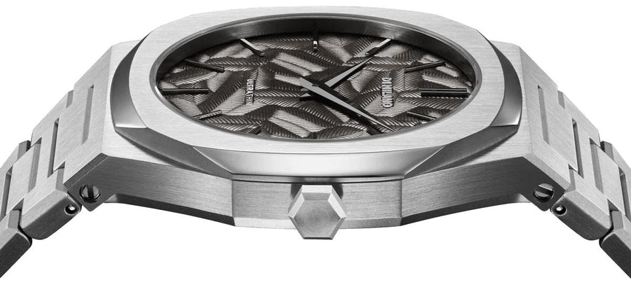 D1 Milano Ultra Thin Ashfield Black Dial Silver Steel Strap Watch for Men - D1-UTBJ32