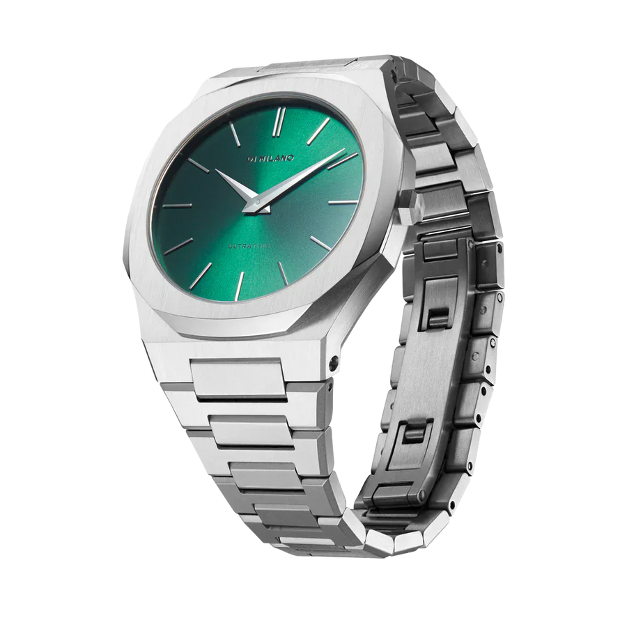 D1 Milano Ultra Thin Green Dial Silver Steel Strap Watch for Men - D1-UTBJ37