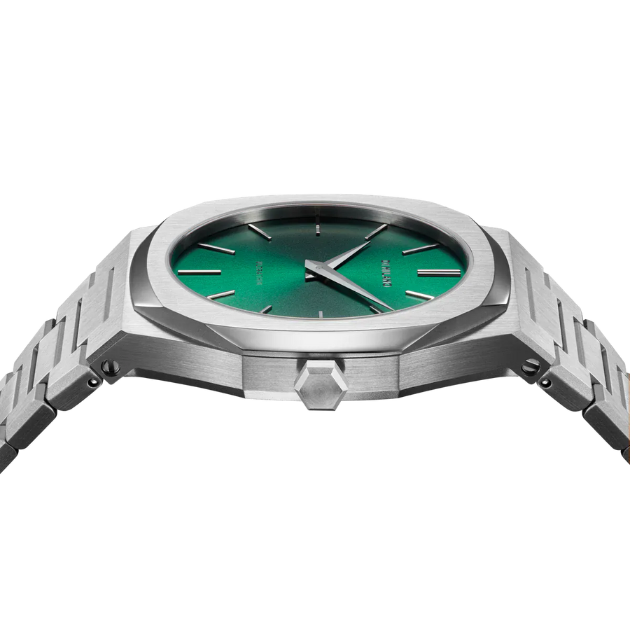 D1 Milano Ultra Thin Green Dial Silver Steel Strap Watch for Men - D1-UTBJ37