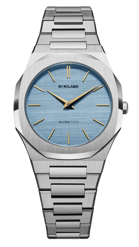 D1 Milano Ultra Thin Blue Dial Silver Steel Strap Watch for Women - D1-UTBL17