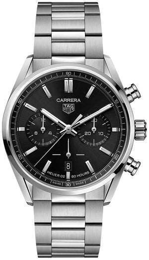 Tag Heuer Carrera Chronograph Black Dial Silver Steel Strap Watch for Men - CBN2010.BA0642