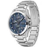 Hugo Boss Grandmaster Blue Dial Silver Steel Strap Watch for Men - 1513884