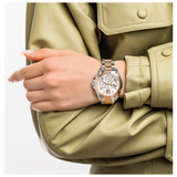 Michael Kors Bradshaw Chronograph White Dial Two Tone Steel Strap Watch For Women - MK7258