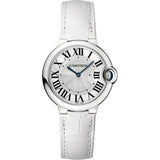 Cartier Ballon Bleu De Cartier Silver Dial White Leather Strap Watch for Women - W6920086