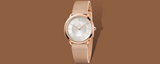 Calvin Klein Minimal White Dial Rose Gold Mesh Bracelet Watch for Women - K3M22626